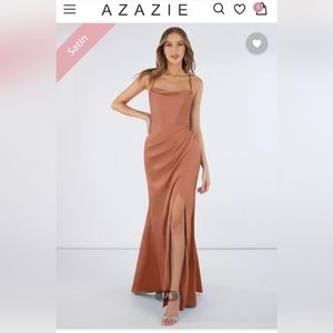 AZAZIE Marzia Stetch Satin Dress Bronzen Size 8
